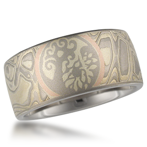 Mokume Tree of Life Symbol Wedding Band Unique Mokume Wedding Band