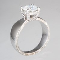 hand engraved prong tapered engagement ring