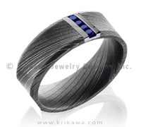 damascus steel and sapphire wedding band