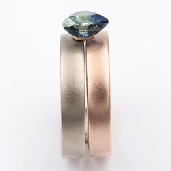 Blue Green Sapphire with Metal Samples