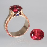 mokume juicy liqueur engagement ring with spinel