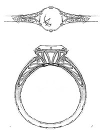 Custom Vintage Ring with poppy detail