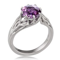 Embracing Tree Branch Engagement Ring with Round Amethyst