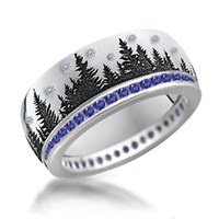 Tree Band with Diamonds in the Sky and Sapphire Eternity Band