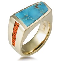 Sonoran Mens Ring with Poppy Topaz