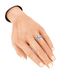 Garden Trellis Engagement Ring on a hand