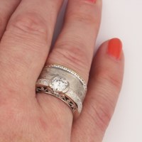 Mokume Curls Engagement Ring with Mokume Diamond Channel Wedding Band FV