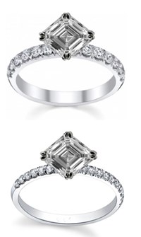 kite asscher diamond accented engagement ring mock up