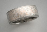 Mokume Band with Grey Gold Liner