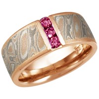 Vertical Channel Wedding Band with Rose Diamonds