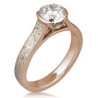 Champagne Mokume Cathedral Engagement Ring