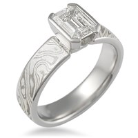 Emerald Cut Engagement Ring Mokume