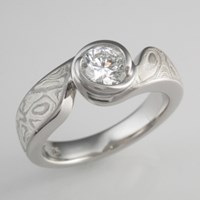 Mokume swirl engagement ring