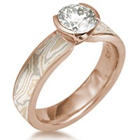 Mokume Solitaire Straight Tapered Rose Gold