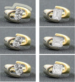 Engagement ring with oval, emerald cut and cushion variations