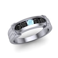 mens ring with black diamonds and aquamarines 5