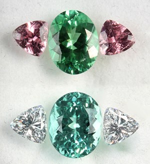 Blue-Green Tourmalines and Trillion Side Stones