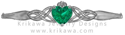 Claddagh ring emerald heart shaped center