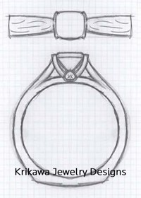 Cathedral Engagement Ring Design with Peekaboo Stone and Cushion Cut
