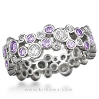 Scattered Diamond Wedding Band with Alternating Diamonds and Amethysts