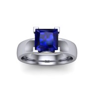simple 4 prong solitaire with square sapphire