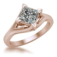 unique rose gold princess cut solitaire vine engagement ring