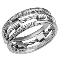 white barbed wire wedding band