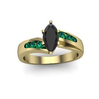 black-marquise-diamond-emerald-and-yellow-gold-engagement-ring