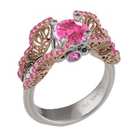 Butterfly Fishtail Pave Engagement Ring Rose Gold Wings