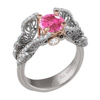 Butterfly Fishtail Pave Engagement Ring with Rose Gold Head