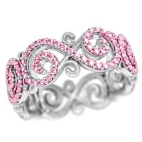 Carved Infinity Pave Wedding Band with pink