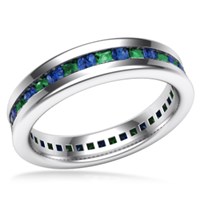 Cigar Channel Sapphire and Emerald Wedding Band