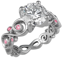 contemporary infinity engagement ring with pink diamonds