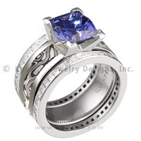 mokume gane engagement ring and diamond enhancer