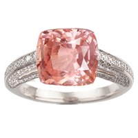 Elizabethan Pave Engagement Ring with Peach Cushion Cut Stone