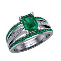 emerald cut emerald engagement ring with diamonds