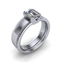 emerald modern engagement ring