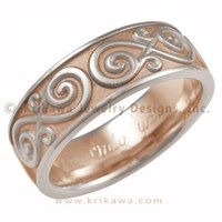 infinity mens wedding band in rose and white gold