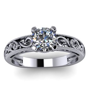 Filigree Solitaire Engagement Ring
