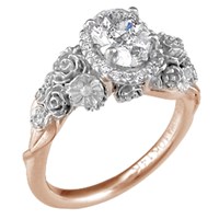 two tone floral bouquet engagement ring