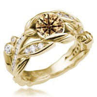 Garden Trellis Engagement Ring Yellow Gold Champagne Diamond