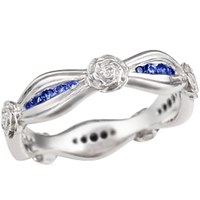 flower and sapphire wedding band