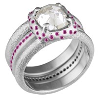 Future Relic Bridal Set with Purple Accent Stones and Rose Cut Diamond