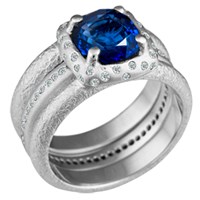Future Relic Bridal Set with diamond accents and Blue Sapphire