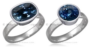 hammered engagement ring full bezel blue sapphire
