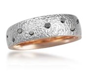 heavy texture two tone wedding band