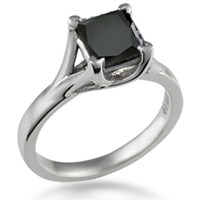 Angel Solitaire Engagement Ring with Black Diamond