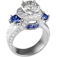 Unique blue sapphire and diamond ring