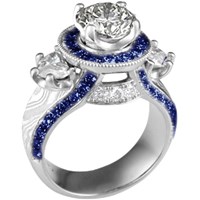 Unique Diamond and Sapphire Engagement Ring