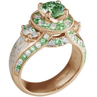 juicy goddess engagement ring with green stone accents